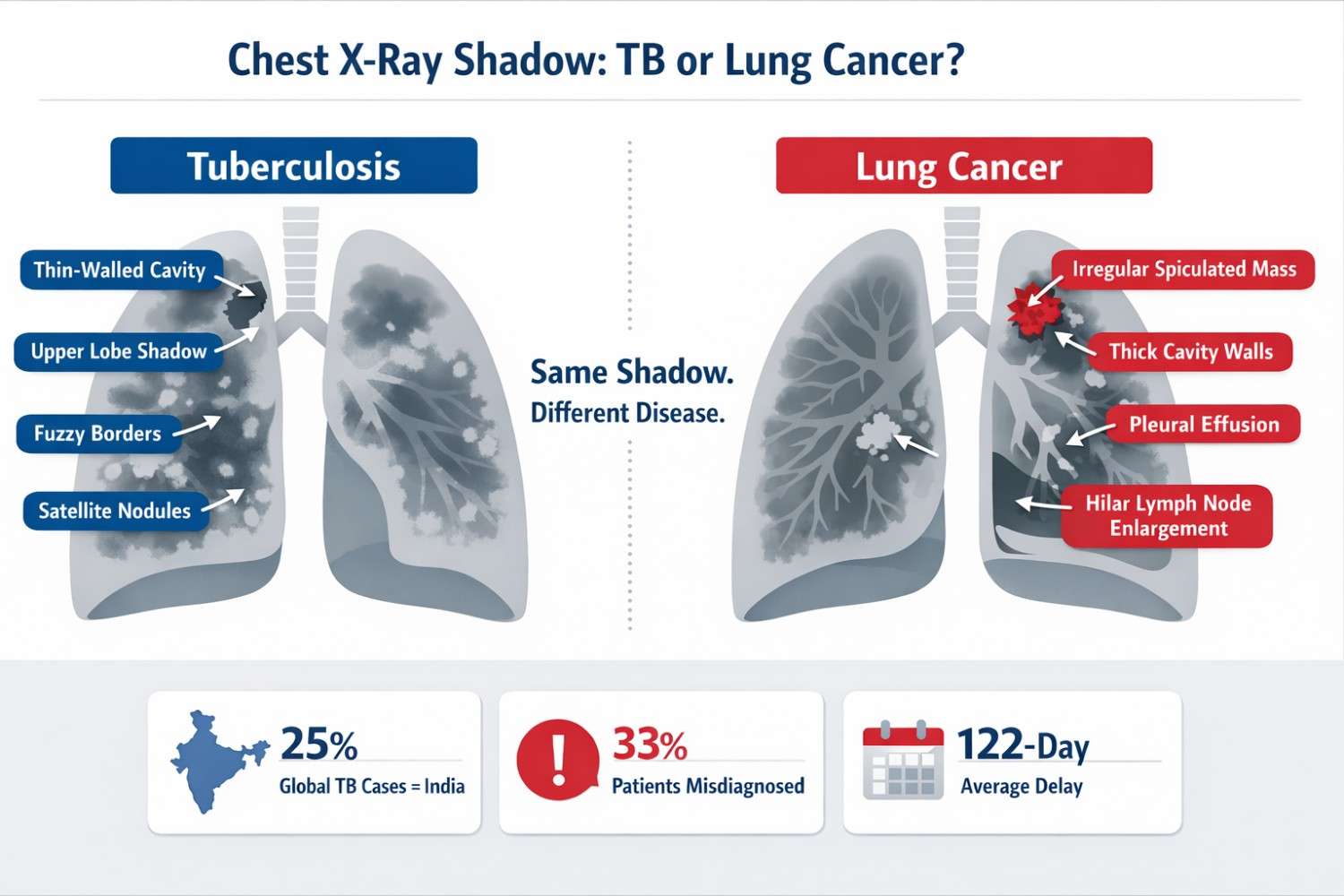 Chest X-Ray Shadow: Lung Cancer or TB? How Doctors Decide